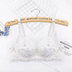 Plus Size Lace Ultra-thin Push Up Bra Women Sexy Hollow Out Lingerie Lady Lace Transparent Underwear Female Embroidery Solid Bra - Matrix Studios