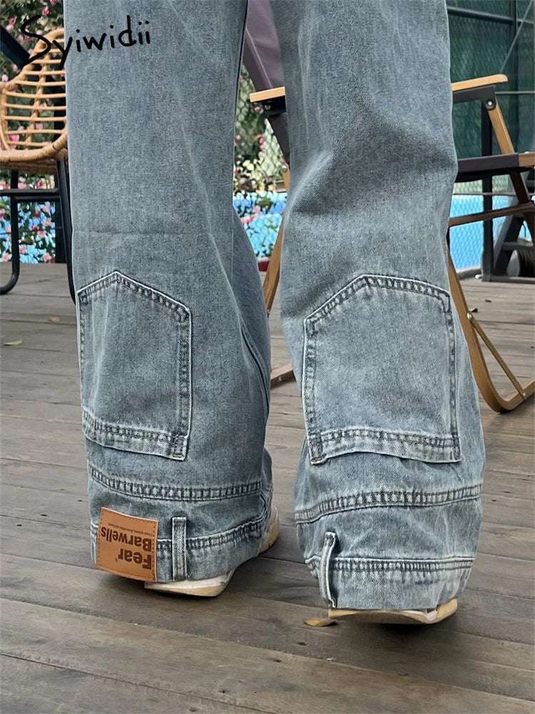 Ins Fashion American Retro Baggy High Waisted Jeans Woman High Street Denim Pants Reversible Trousers Streetwear Loose Jeans - Matrix-studios.com