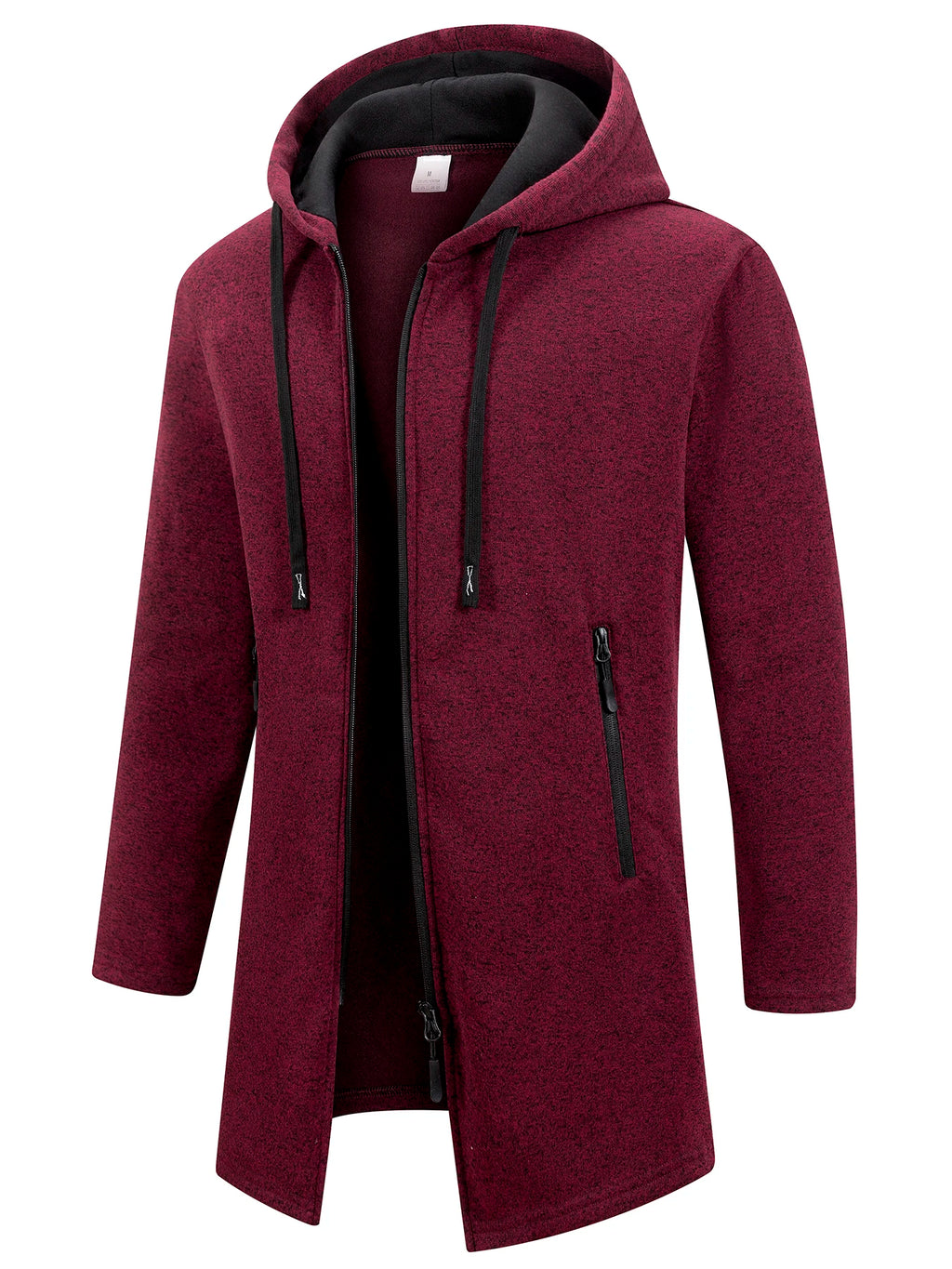 Men's Retro Zipper Jacket Mid Length Windbreaker Spring Autumn Winter Fleece Warm Jackets Fashion Casual Patchwork Yarn Coat - Matrix Studios