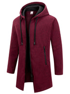 Men's Retro Zipper Jacket Mid Length Windbreaker Spring Autumn Winter Fleece Warm Jackets Fashion Casual Patchwork Yarn Coat - Matrix Studios