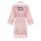 Bridesmaid Robes Rose Gold Bride Robe Wedding Bridesmaid Gift Satin Lace Robe Bridal Dressing Gown Bachelorette Party Pajamas - Matrix-studios.com
