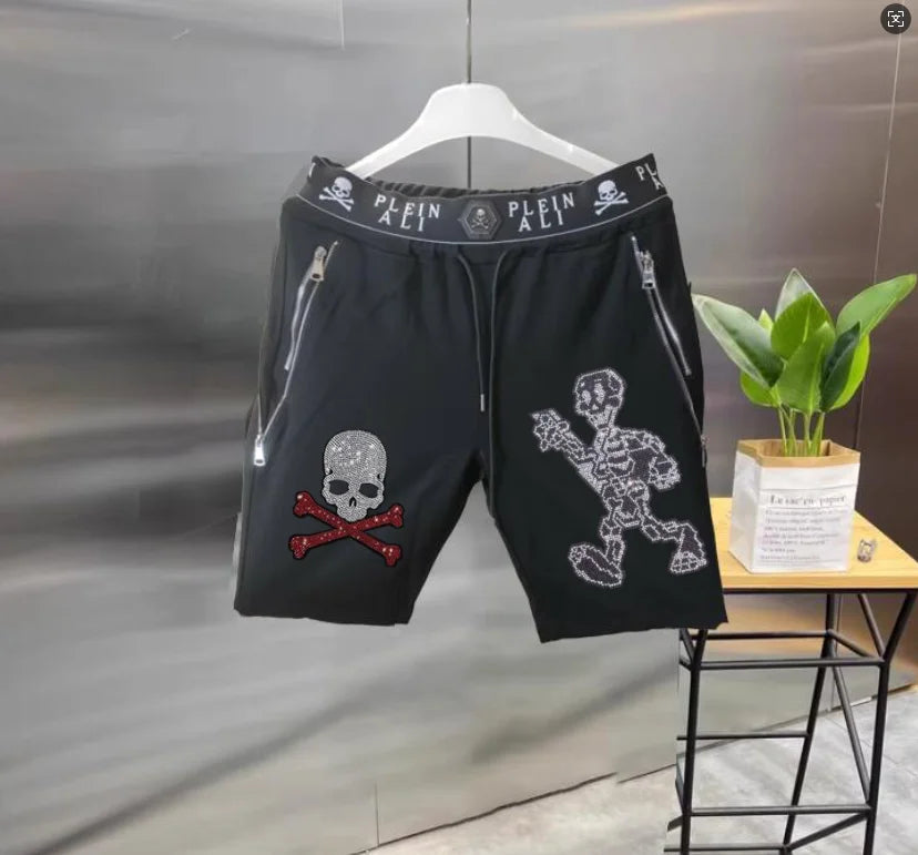 2025 Designer  Rhinestone  short Summer Luxurious Plein ali Hip Hop Male Brand Casual short pant
