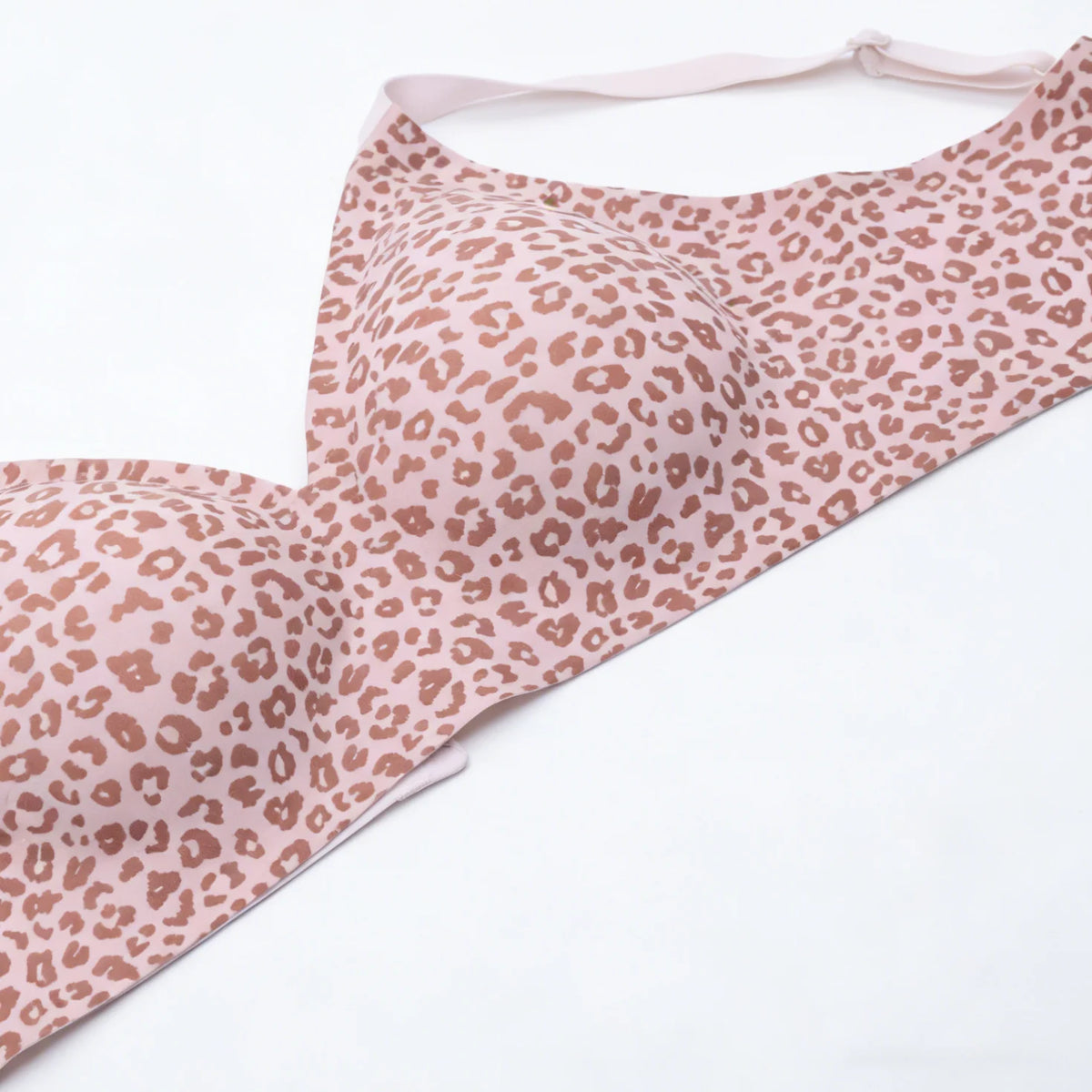 Women's Seamless Pink Leopard Print Bra Wire-Free Bra Full Cup Soft Thin Mold Support Jelly Beauty Breathable Deep V Push Up Bra - Matrix Studios