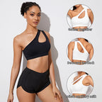 Women Sports Bra Push Up Fitness Bras One Shoulder Shockproof Yoga Bra Black White Yoga Running Bra Sexy Vest - Matrix Studios