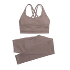 SOISOU Nylon Yoga Set Women's Tracksuit Gym Fitness Set Woman 2 Pieces Leggings Sports Bra Breathable Sportwear Woman Clothes - Matrix-studios.com