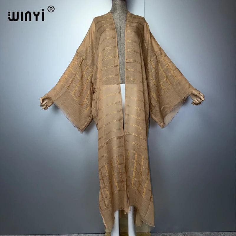 WINYI Monochrome Fashion Cardigan Middle East Abaya Dubai Luxury Holiday Party Dress Muslim Woman Fashion Open Front Caftan - Matrix-studios.com
