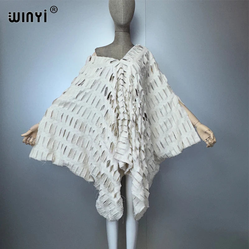 WINYI Original V Neck Denim Sexy Short Dress with Holes New Fashion Africa Womens Party Holiday Casual Maxi Beach Dress - Matrix Studios