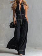2026 New Women Stand Collar Sleeveless Jumpsuit Loose Casual Office Daily Wear Rompers - Matrix Studios