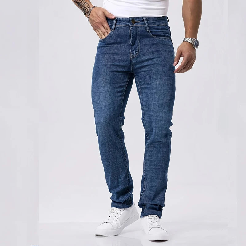 Spring Autumn Business Men Jeans Casual Straight Stretch Fashion Classic Black Sky Blue Grey Work Denim Trousers Brand Clothing - Matrix Studios
