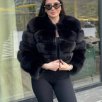 QUEENTINA Real Fox Fur Coat Winter Women'S New Fashion Furry 2025 Leather And Skin White Clothing Natural New In Coats & Jackets - Matrix Studios