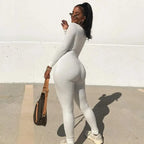 Dulzura Women 2024 Autumn Winter Long Sleeve Bodycon Streetwear Jumpsuit Overall One Piece Outfit Wholesale Items for Business - Matrix Studios