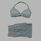 HISTELLO Gym Set 2 Piece Women Strappy Yoga Bra Top Workout Scrunch Shorts Sports Suit Fitness Clothes Seamless Yoga Set - Matrix-studios.com