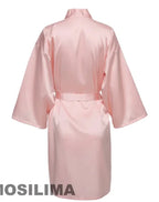 Wedding Party Team Bride Robe With Black Letters Kimono Satin Pajamas Bridesmaid Bathrobe SP2000 - Matrix-studios.com