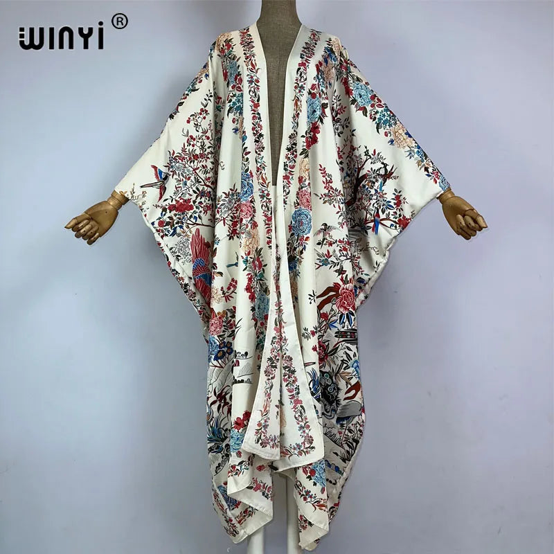WINYI Kimono Africa Summer Boho Print Beach Outfits for Women Cover-Up Long Coat Elegant Coat Beach Outfits for Women Maxi Dress - Matrix Studios