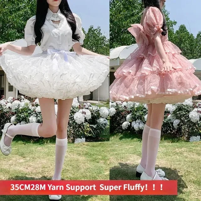 Multi-layer Ruffled Petticoats for Women Fluffy Bubble Skirt Crinoline Underskirt No Hoop Boneless Lolita Puffy Skirt Mini Skirt - Matrix-studios.com