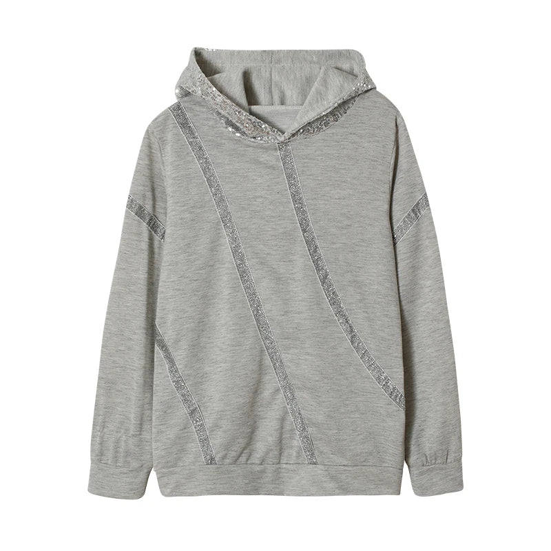 Fashion Trend Autumn and Winter Pop Hot Sequins Printed Loose Hoodie Woman - Matrix Studios