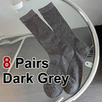 4/8 Pairs Women Solid Color Striped calf Socks Fashion Korean Version Simple Spring Summer Breathable Comfortable Stacking Socks - Matrix Studios