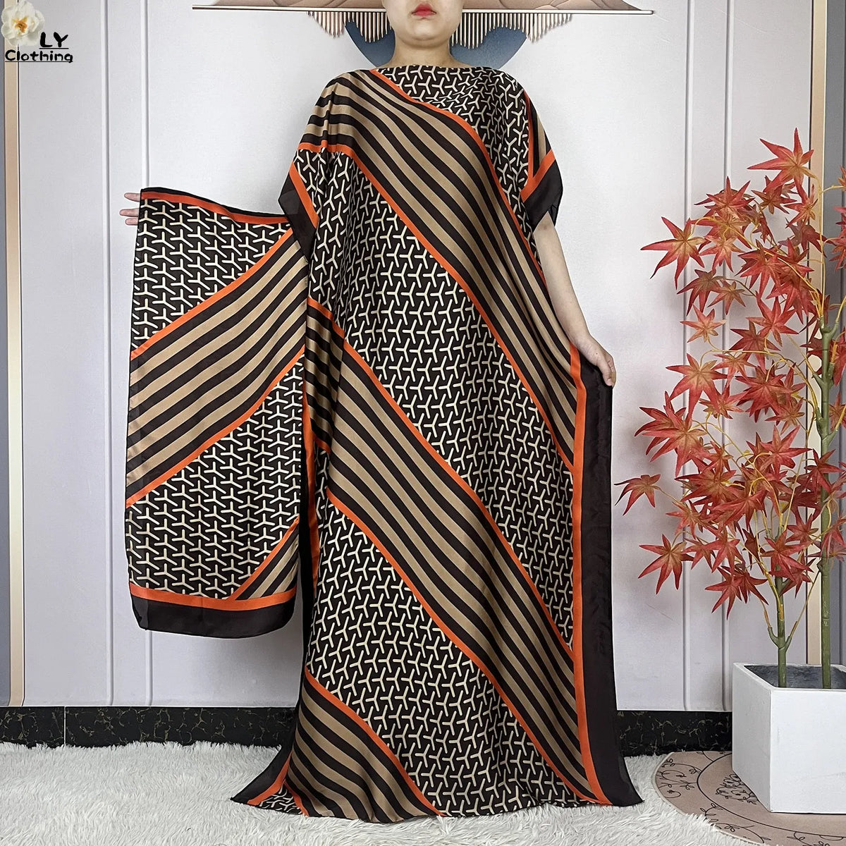 Muslim Abayas For Women 2023 New Fashion Printed Silk Soft Loose Femme Elegant Robe African Maxi Party Dresses With Belt Turban - Matrix-studios.com