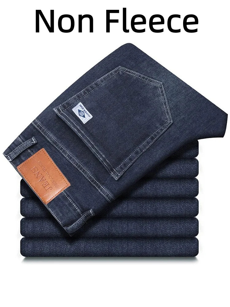 Men's Loose Straight Leg Jeans Retro Washed Elastic Casual Pants Suitable for All Seasons Versatile Pants - Matrix Studios