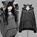 Japanese Sweet Coats Y2K Clothing Hoodie Women Tops Autumn and Winter Color Match Splicing with Thick Velvet Cardigan Jackets - Matrix Studios