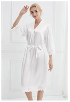 Robe Women Floral Bathrobe Kimono Robe Silk Long Wedding Bride Bridesmaid - Matrix-studios.com