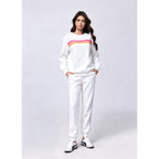 Women's 2 Piece Outfits Rainbow Stripe Sweatsuit Set Long Sleeve Crewneck Sweatshirt Pullover Top & Jogger Pants with Pockets Soft Casual Loungewear Tracksuit Oversized Relaxed Fit Matching Set for Fall Winter Streetwear
