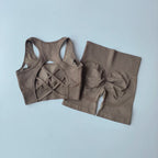 2 PCS Women's Seamless Yoga Set Sexy Sport Bra High Waist Sports Shorts Gym Fitness Sleeveless Workout Suit Sporstwear - Matrix-studios.com