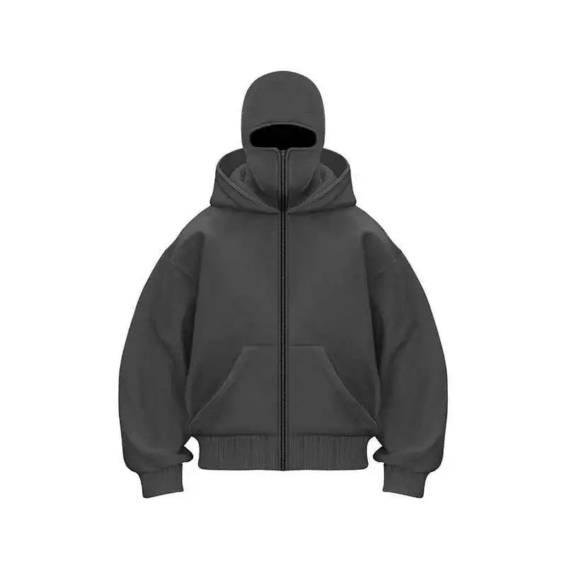 Unisex Plain Hooded Zip Up Sweatshirt Autumn Winter Ins Style Couple Matching Pullover Jacket - Matrix Studios