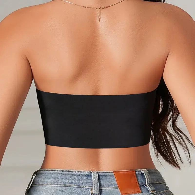Women's Strapless Bra Sexy Seamless No Padding Front Button Bra Comfortable Smooth Women's Half Cup Silicone Non-slip Underwear - Matrix Studios