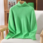 Autumn And Winter New 100% Mink Cashmere Sweater Ladies' High Lapel Solid Color Padded Pullover Wool Knitted Bottoming Shirt - Matrix Studios