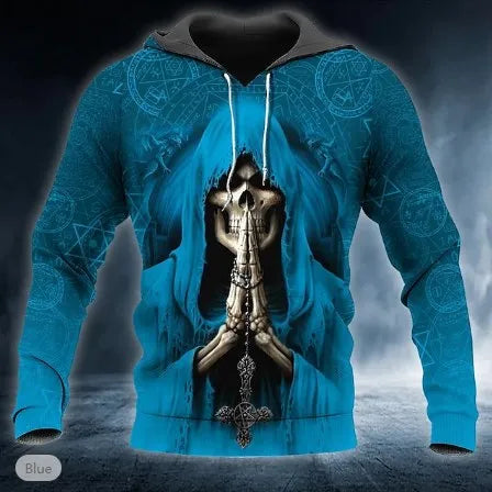 2023 New Men's Skull Hoodie Sweatshirts 3D print Head Pattern Hooded Pullover Autumn Fashion Casual Sweatshirt - Matrix Studios
