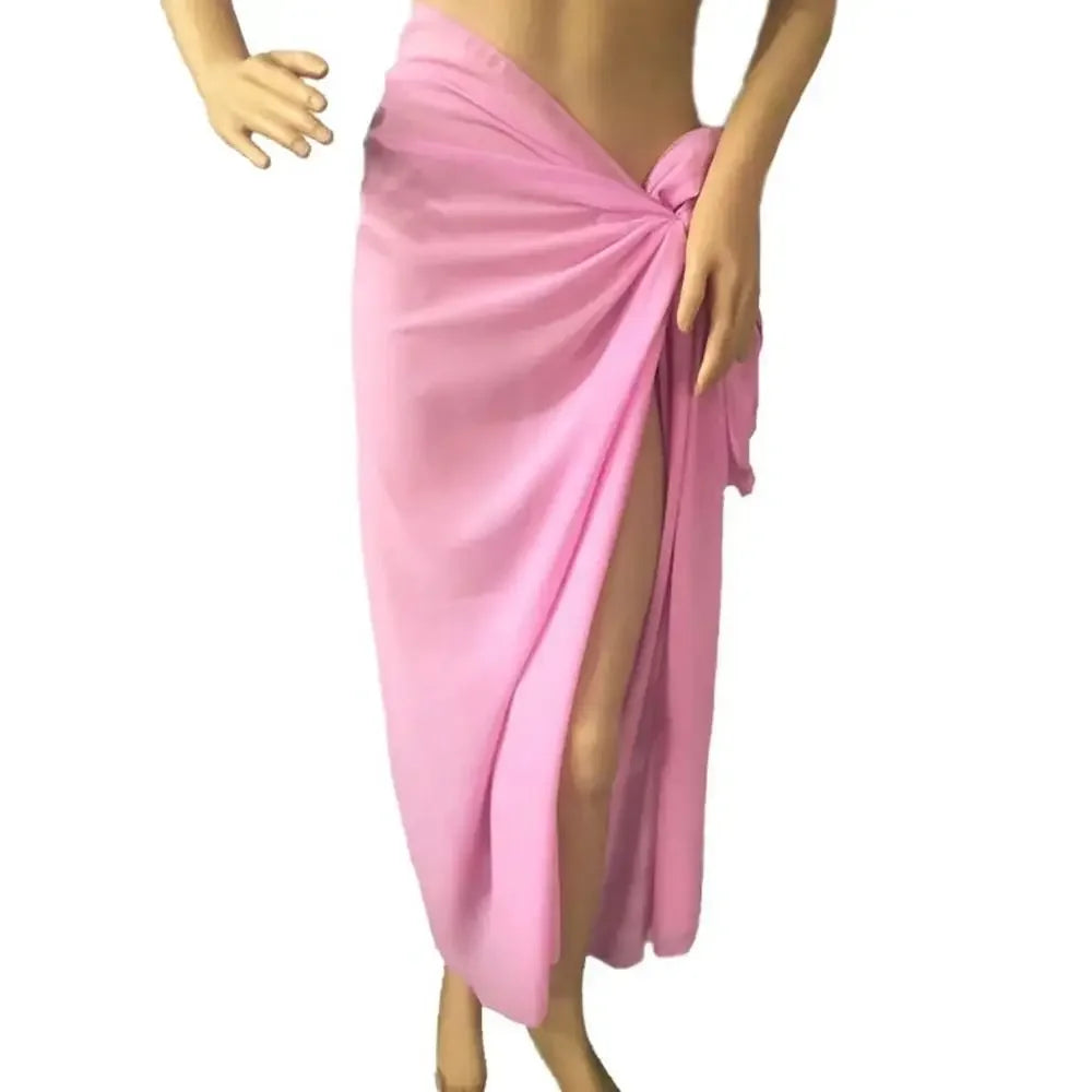 Summer Women Short Solid Sarong Swimsuit Coverups Beach Bikini Wrap Sheer Short Skirt Chiffon Skirt Scarf Swimwear Cover-ups - Matrix Studios