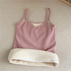 Women Sexy Solid Color Tops Thermal Casual Comfortable Elasticity Crop top Black Thin Velvet Sleeveless  Underwear Tank Top - Matrix-studios.com