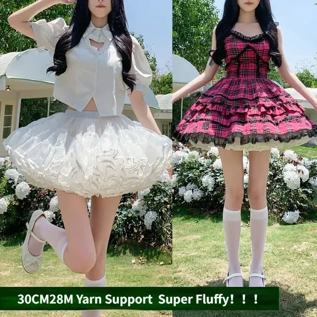 Multi-layer Ruffled Petticoats for Women Fluffy Bubble Skirt Crinoline Underskirt No Hoop Boneless Lolita Puffy Skirt Mini Skirt - Matrix-studios.com