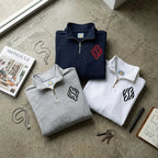 Y2K Navy Blue Quarter Zip Sweatshirt USA Embroidered American Flag Patch Jacket Men Women Vintage Streetwear Fashion Trend Top - Matrix Studios