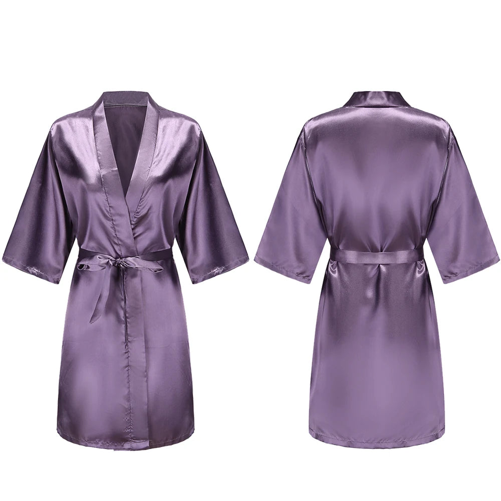 Women's Pure Short Silky Robes Bridesmaid Bride Party Satin Robes Sleepwear