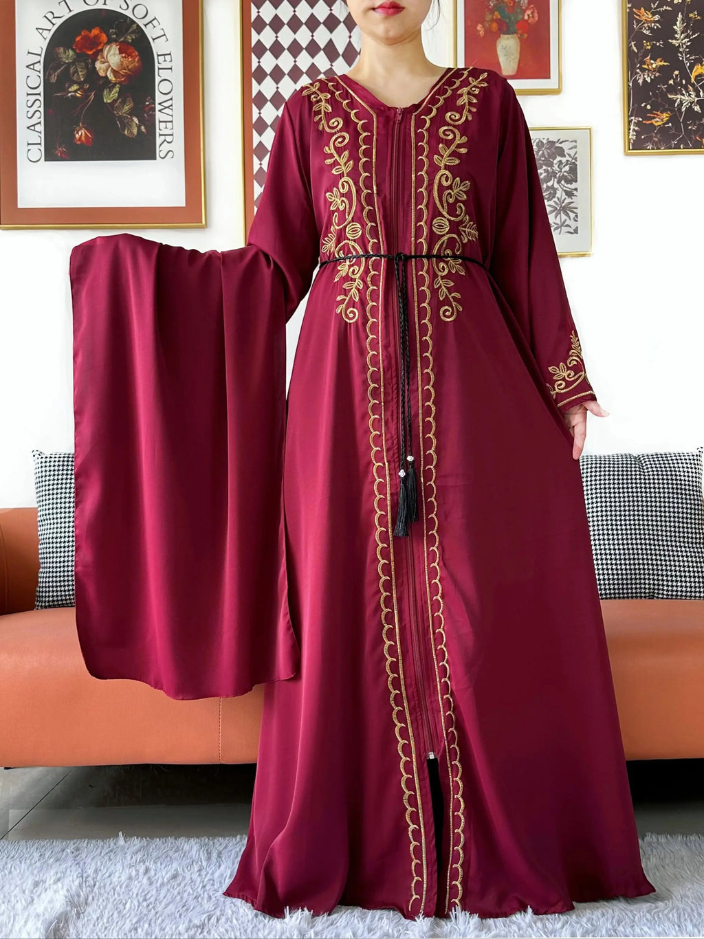 2025 New Elegant Women Abaya Long Sleeve Chiffon Loose Open Abaya Muslim Islamic Clothing Cardigan Style for Special Occasions - Matrix-studios.com