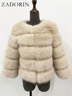 ZADORIN S-6XL Mink Coat Winter Black White Faux Fur Coat Woman Elegant Fluffy Faux Fur Jacket Top Short Fur Coats Woman Clothing - Matrix Studios