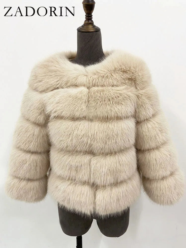 ZADORIN S-6XL Mink Coat Winter Black White Faux Fur Coat Woman Elegant Fluffy Faux Fur Jacket Top Short Fur Coats Woman Clothing - Matrix Studios
