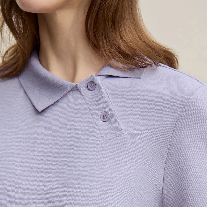 Amii Women's Polo Shirt 2026 Summer Asymmetric Placket Short Sleeve Tee Lapel Collar Casual Layering T-Shirt For Women 12622015 - Matrix-studios.com