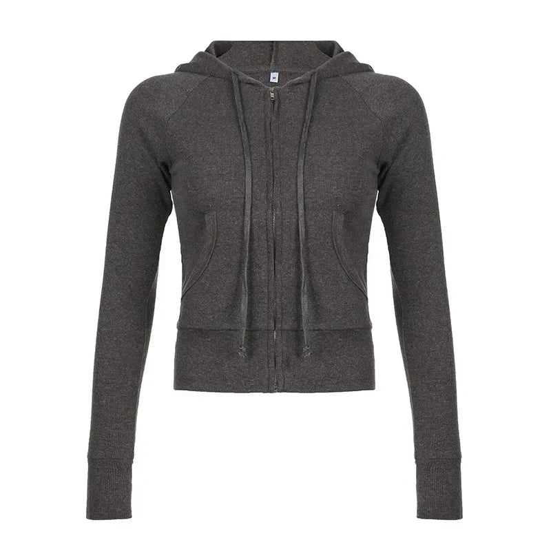 Casual Streetwear Basic Hooded Pockets Sweatshirt Tracksuit Solid Long Sleeve Hoodies Women 2024 Autumn Spring Fashion - Matrix Studios