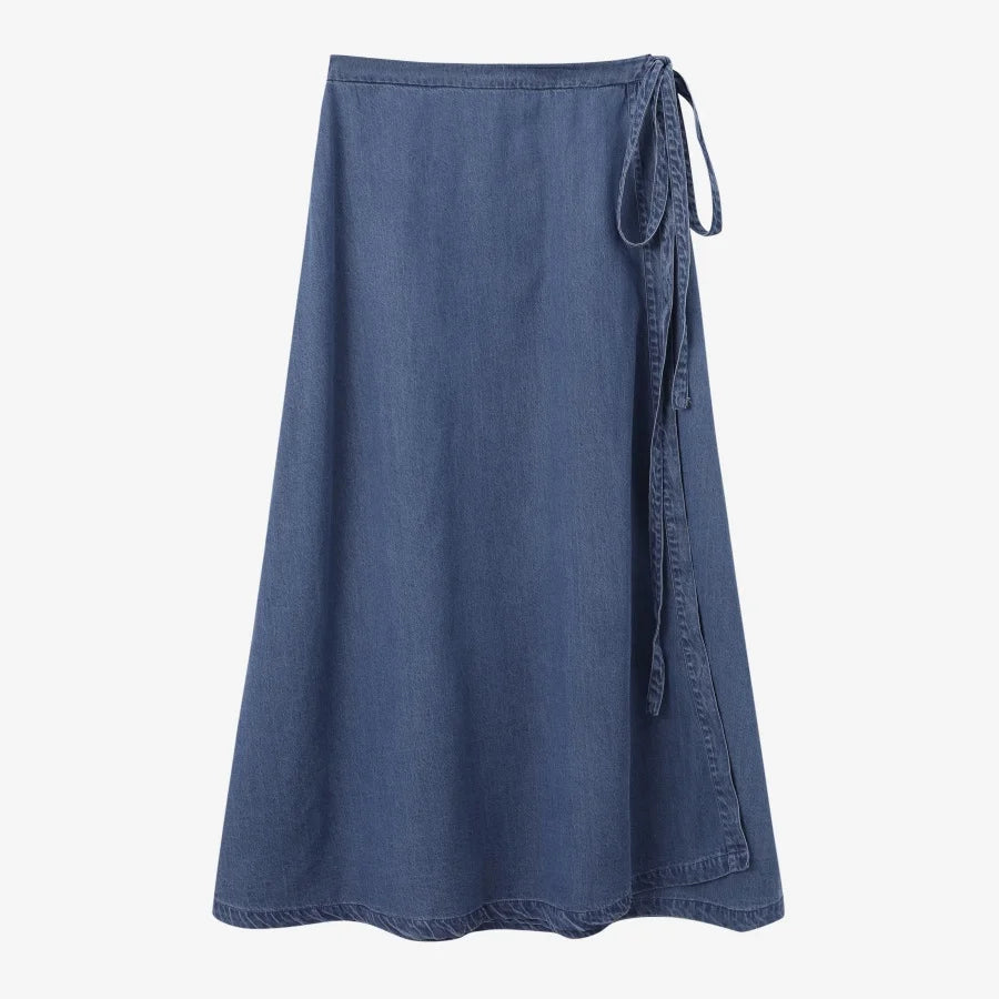 AS AW25 denim one pieces  wrap skirts adjustable waist woman clothing - Matrix-studios.com