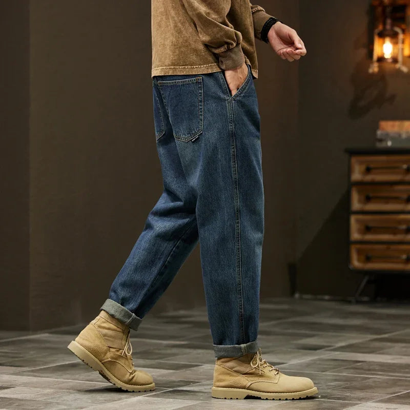 Men's 95% Cotton Jeans High Quality Loose Harem Pants Fashion Baggy Casual Outdoor Work Denim Pants Brand Men's Clothing - Matrix Studios