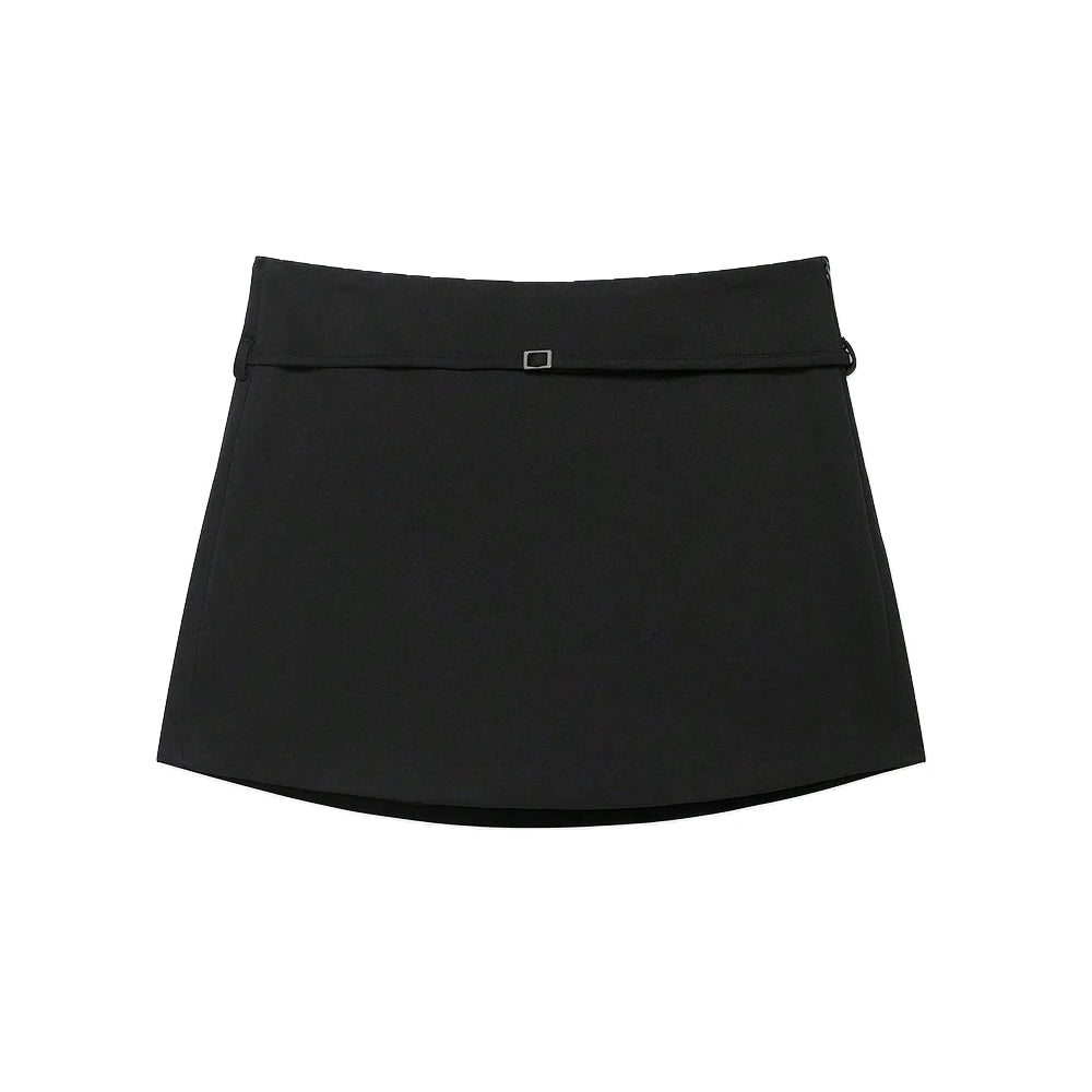 Women's Solid Color Skort with Belt Side Zipper Casual Shorts Skirts Fashionable And Stylish Women's Clothing - Matrix Studios