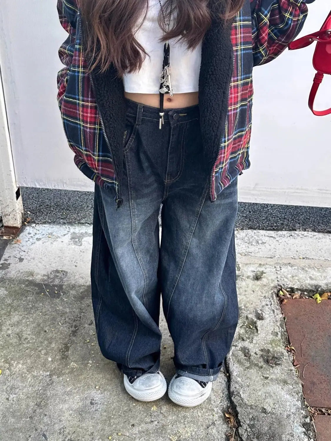 Stylish Chic Elegant Embroidered Patchwork Jeans Women Vintage Washed Draping Denim Straight Loose Fit Slimming Versatile Pants - Matrix-studios.com