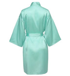 Solid Satin Night Robe, Elegant Half Sleeve V Neck House Robe With Belt, Women's Sleepwear - Matrix-studios.com