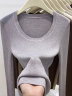 Zjaiss Solid Color O-neck Knitted Pullovers 2026 Women's Autumn Winter New Slim Fit Sweater Soft Warm Simple Base Layer Top - Matrix Studios