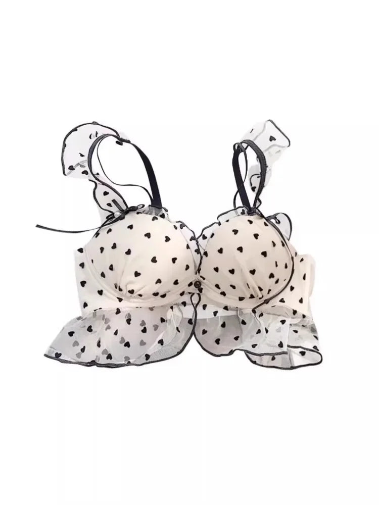 MOYISU Japanese Mesh No-wire lace Underwear set Women's small breasts gather sexy pure desire sweet bra cute bra Panty SET TUSHY - Matrix-studios.com
