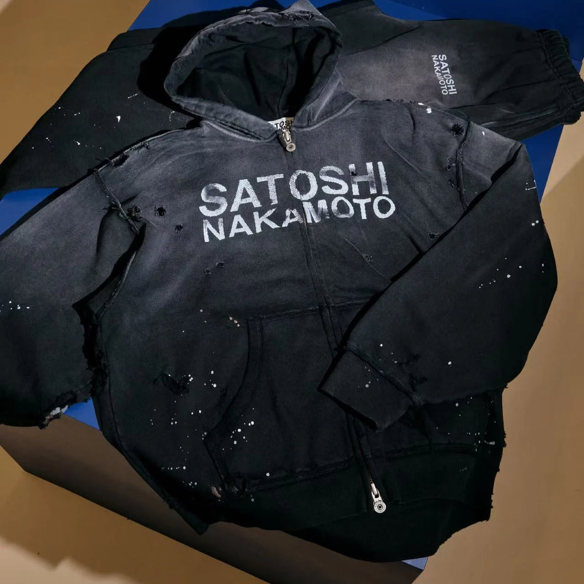 26FW Satoshi Nakamoto Zip Up Hoodie Vintage Distressed High Street Worn Out Print Men Women Hooded Pullover Real Photo - Matrix-studios.com
