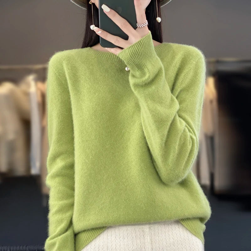 New Cashmere Sweater for Women in Autumn and Winter 100% Merino Wool Fashion O-neck Warm Pullover Top - Matrix Studios